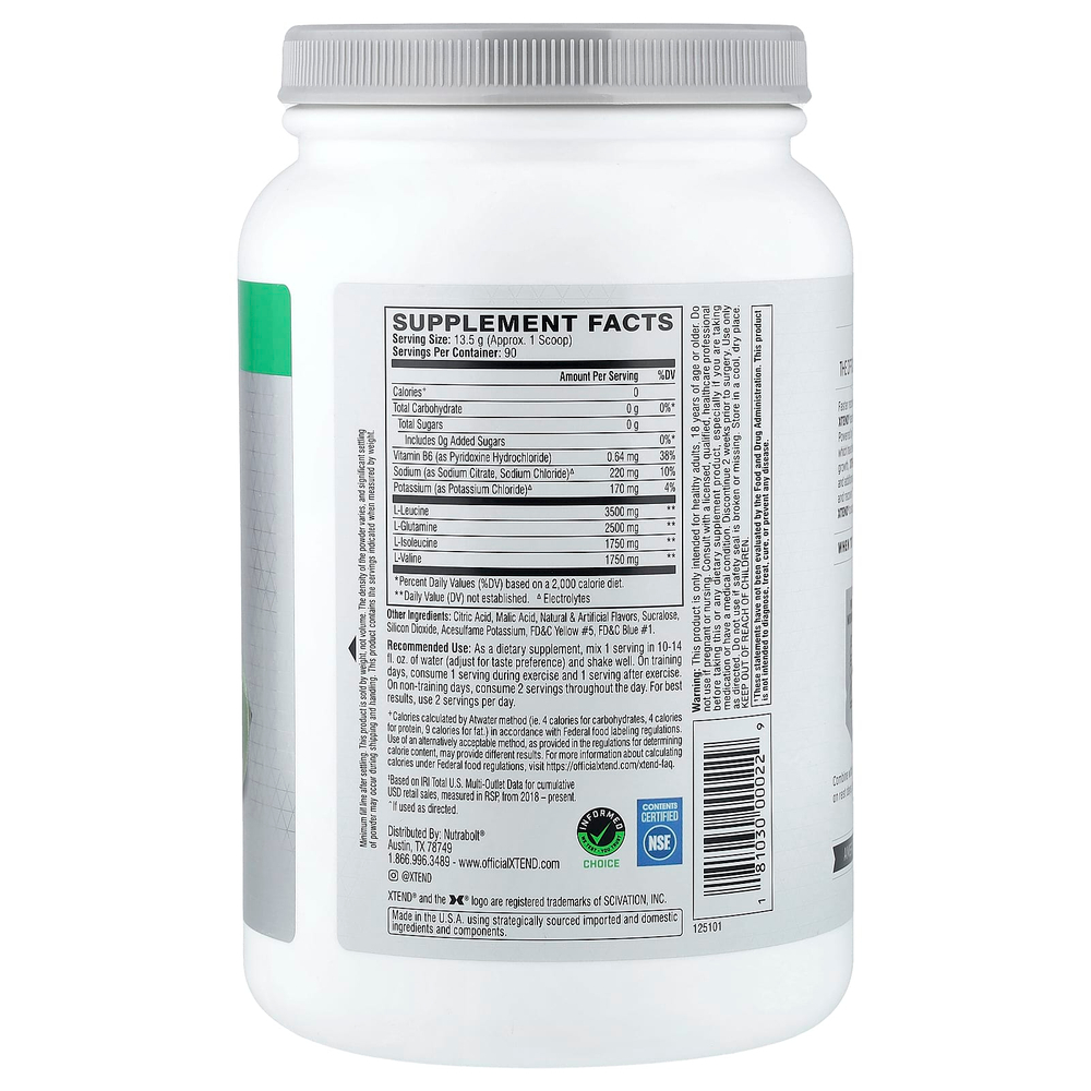 XTEND, добавка с 7 г BCAA, со вкусом лимона и лайма, 1,22 кг (2,68 фунта)