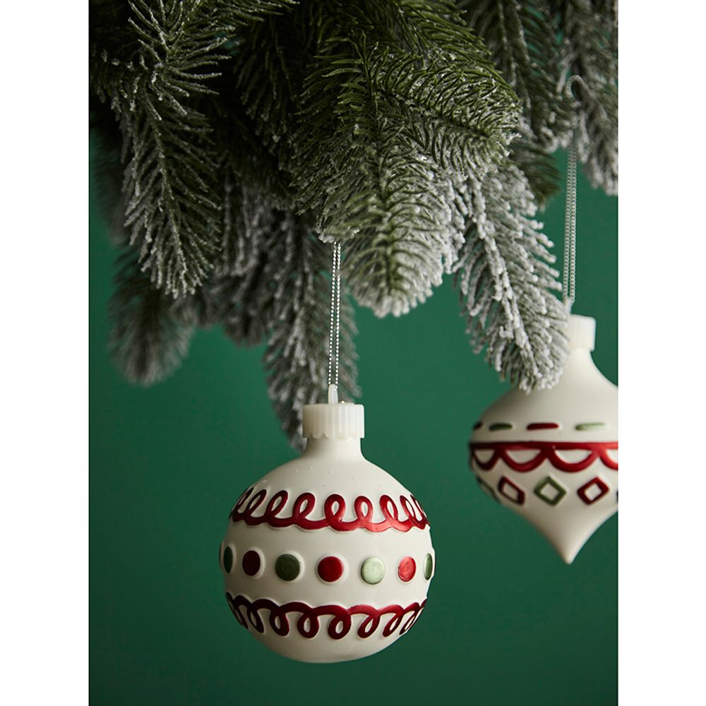 Набор ёлочных украшений с подсветкой Festive embroidery из коллекции New Year Essential, 4 шт.