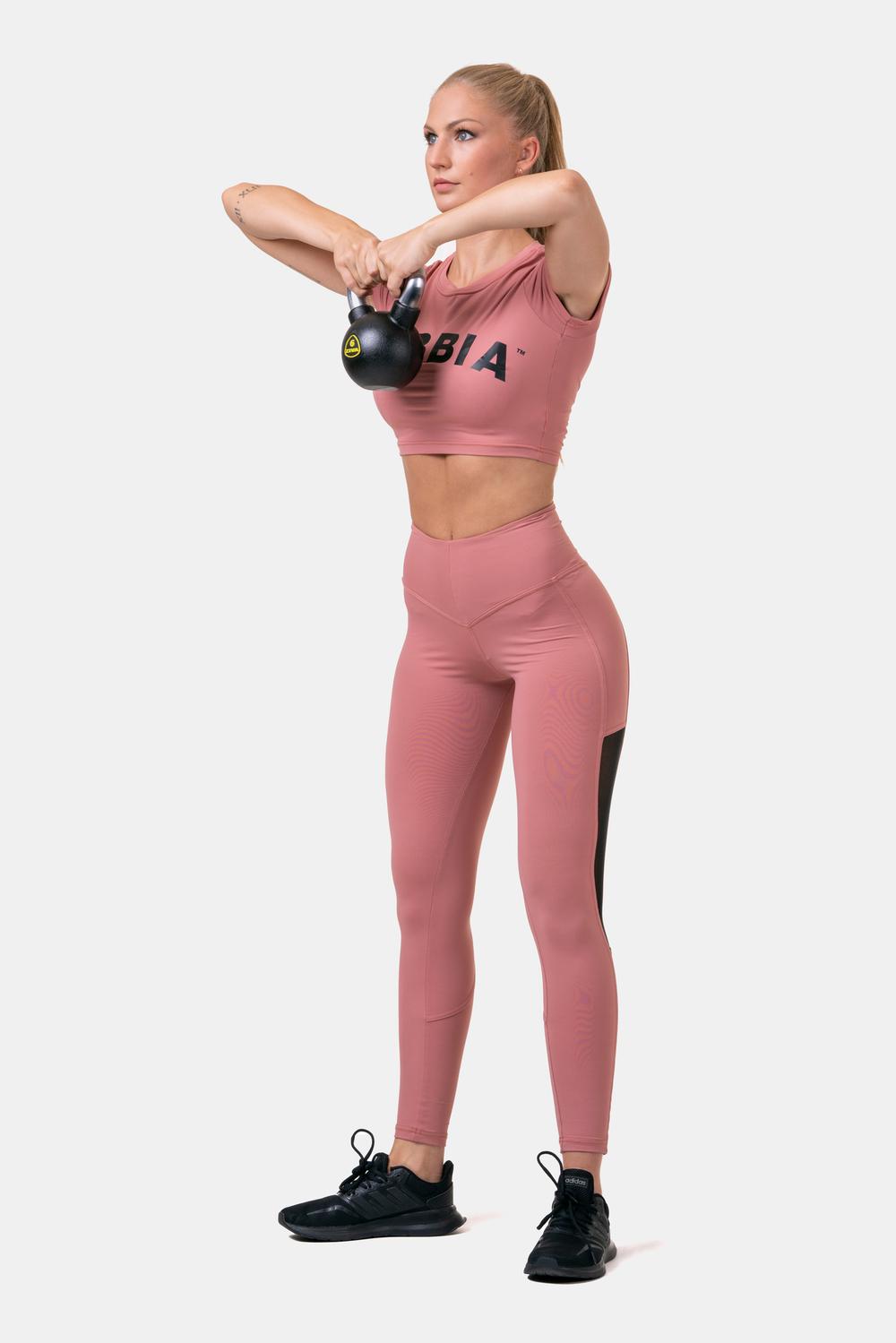 Легинсы женские High Waist & Mesh Leggings 573 Розовые
