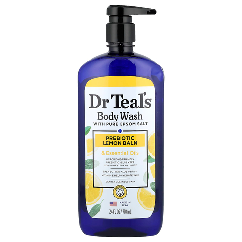 Dr. Teal's, гель для душа с чистой английской солью, пребиотиком мелиссы и эфирными маслами, 710 мл (24 жидк. унции)