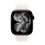 Умные часы Apple Watch Series 11 GPS, 42mm, Jet Black Aluminium Case with Starlight Sport Band, S/M