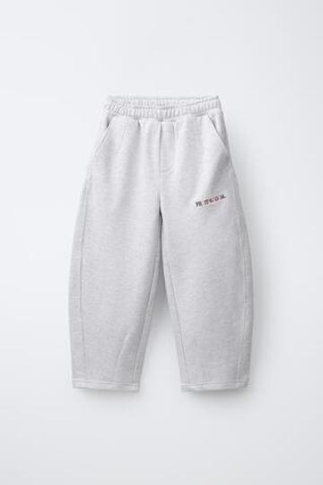 ZARA - FRUIT OF THE LOOM™ БРЮКИ С ВЫШИВКОЙ, СЕРЫЙ МЕЛАНЖ