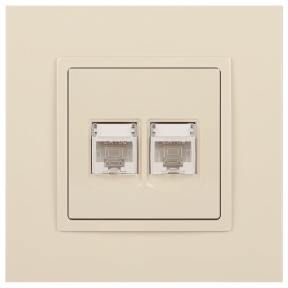Розетка ЭРА Elegance 14-3108-02 информационная двойная 2хRJ45 IP20 слоновая кость | Эра Elegance