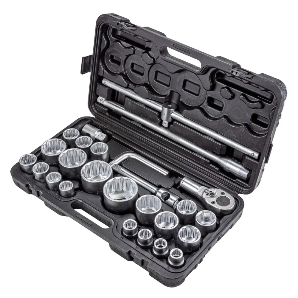 Набор инструментов ударных 26пр, 3/4''1''(12гр.)(17,19,21,22,24,27,30,32,33,34,35,36,36-6гр,38,41,46,50мм,1'':55,60,65мм),в кейсе RockForce##Rock FORCE RF-68262-9