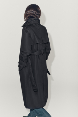 ZARA ТРЕНЧ WATER-REPELLENT С ПОЯСОМ — ZW COLLECTION, ЧЕРНЫЙ