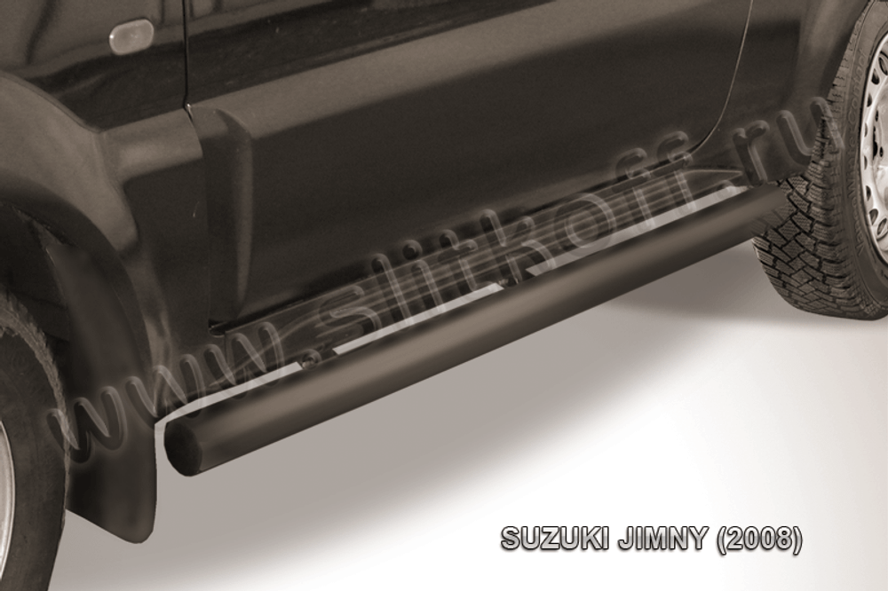 Пороги стальные Suzuki Jimny (1998-2019) d76 труба (серебристые)