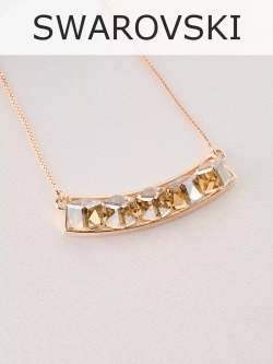 Колье Мираж с дорожкой кубиков Swarovski цвета шампань