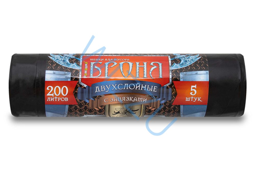 Мешки для мусора 200л 5шт черный Ромашка Броня