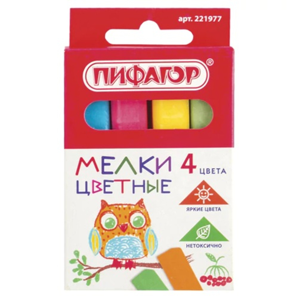 Мел цветной П набор 4 шт., квадратный