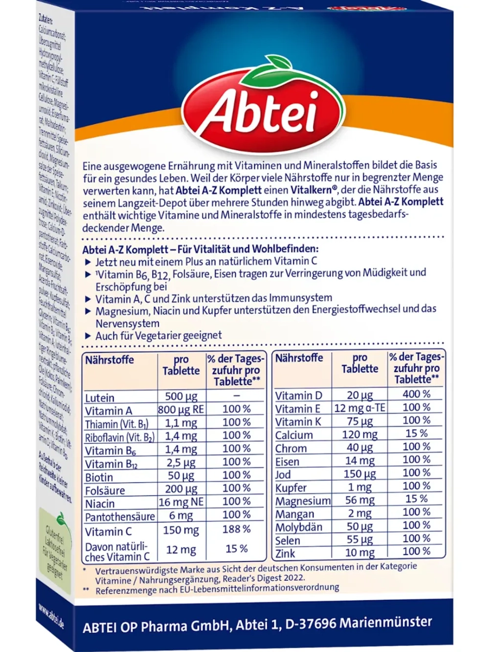 Abtei A-Z Комплекс 40 шт, 46 г.
