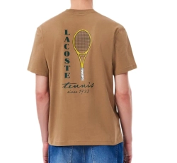 Мужская теннисная футболка Lacoste Embroidered Accent Tennis Print Jersey - brown