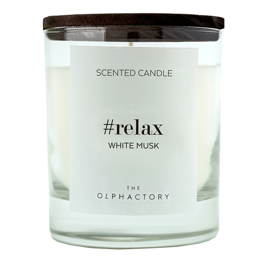 Свеча ароматическая the olphactory, relax black, Белый мускус, 40 ч