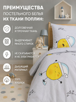 Пододеяльник 175х210 2-спальный Поплин Хлопок Гуси на зеленом фоне