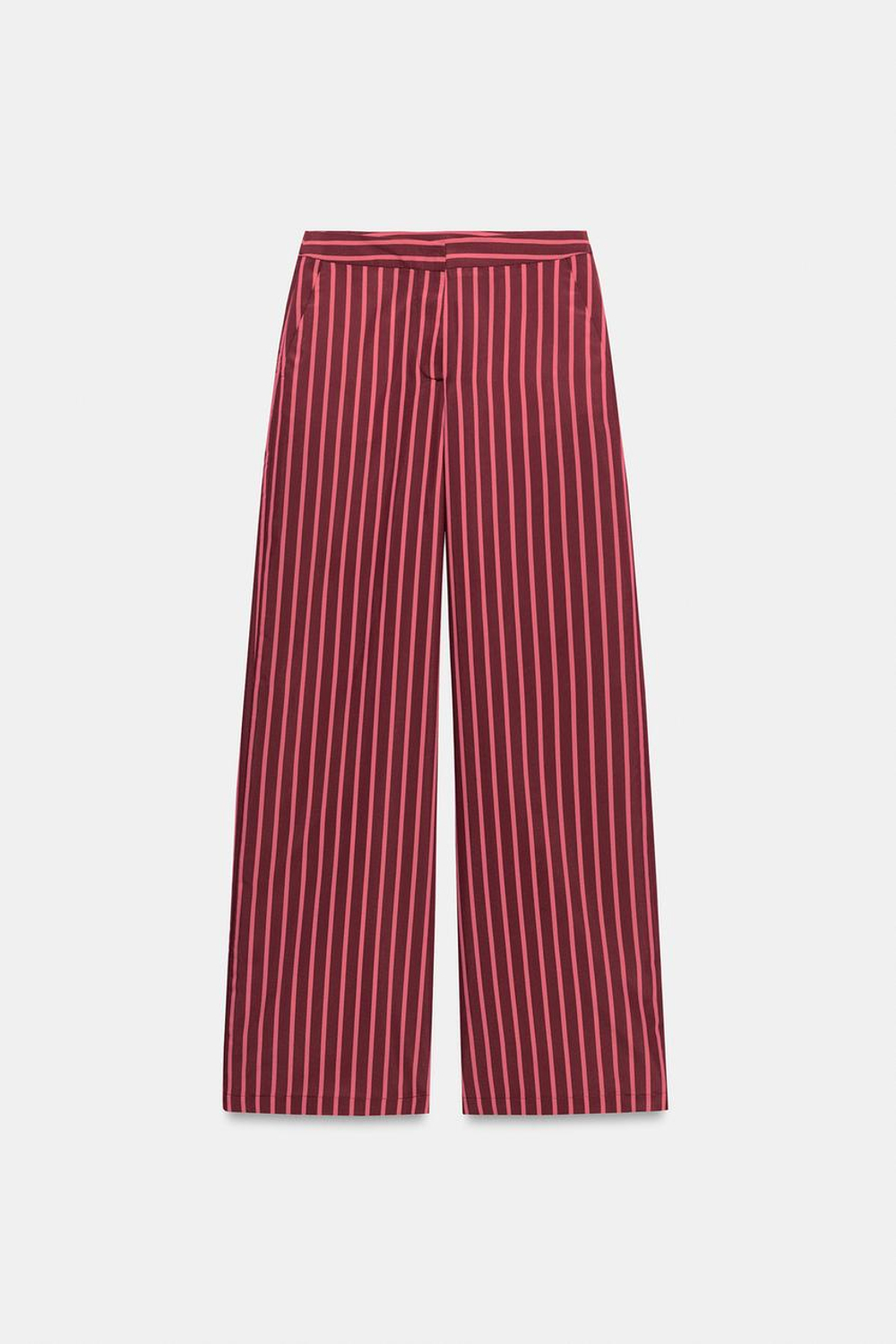 ZARA ШИРОКИЕ БРЮКИ В ПОЛОСКУ, ЦВЕТ ФУКСИИ