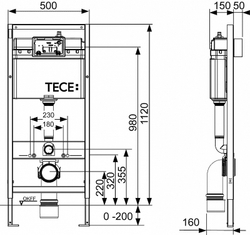 Инсталляция Tece Base для подвесного унитаза с Черной матовой клавишей смыва с шумоизоляцией (K447407)