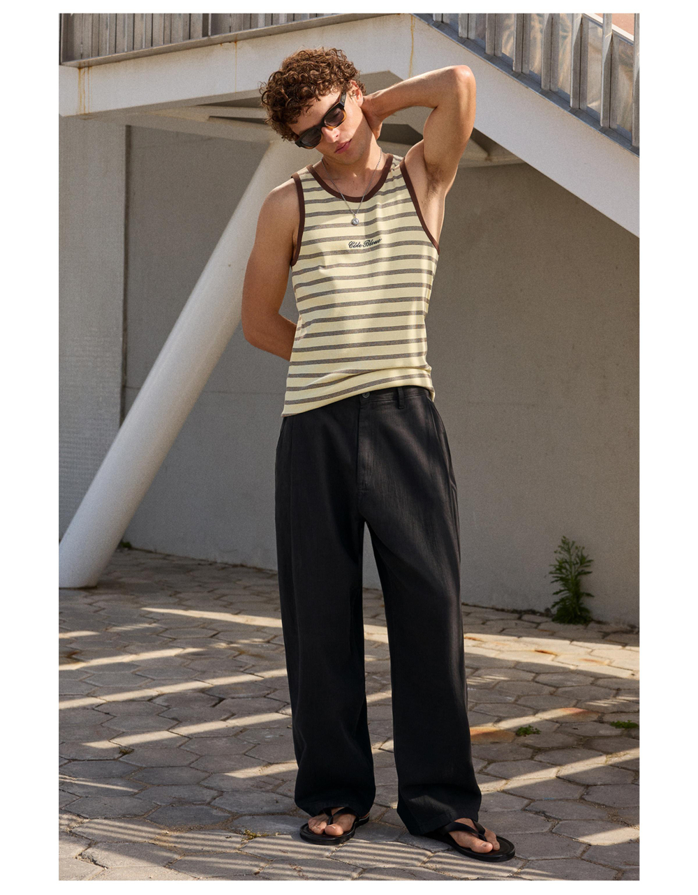 Мужские брюки super baggy fit с льном - BERSHKA