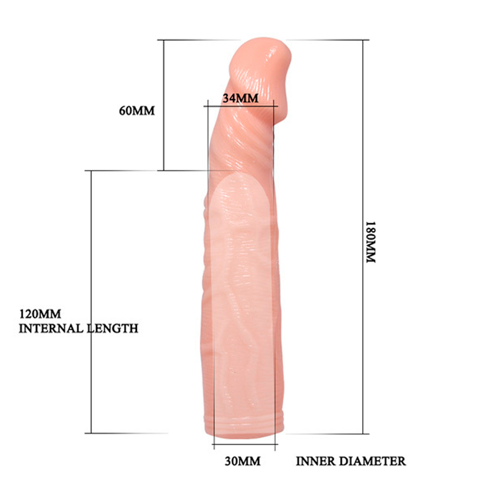 Телесная удлиняющая вибронасадка на пенис 18см Baile Deep Love BI-026206-1