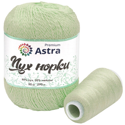 Пряжа Astra Premium (Астра Премиум) Пух норки / уп.1 мот. по 50 г, 290 м, 041 светлая мята