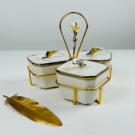 Lenardi 163-026 Набор из 3 банок на подставке MELODY в под.уп.(х12)Фарфор, металл