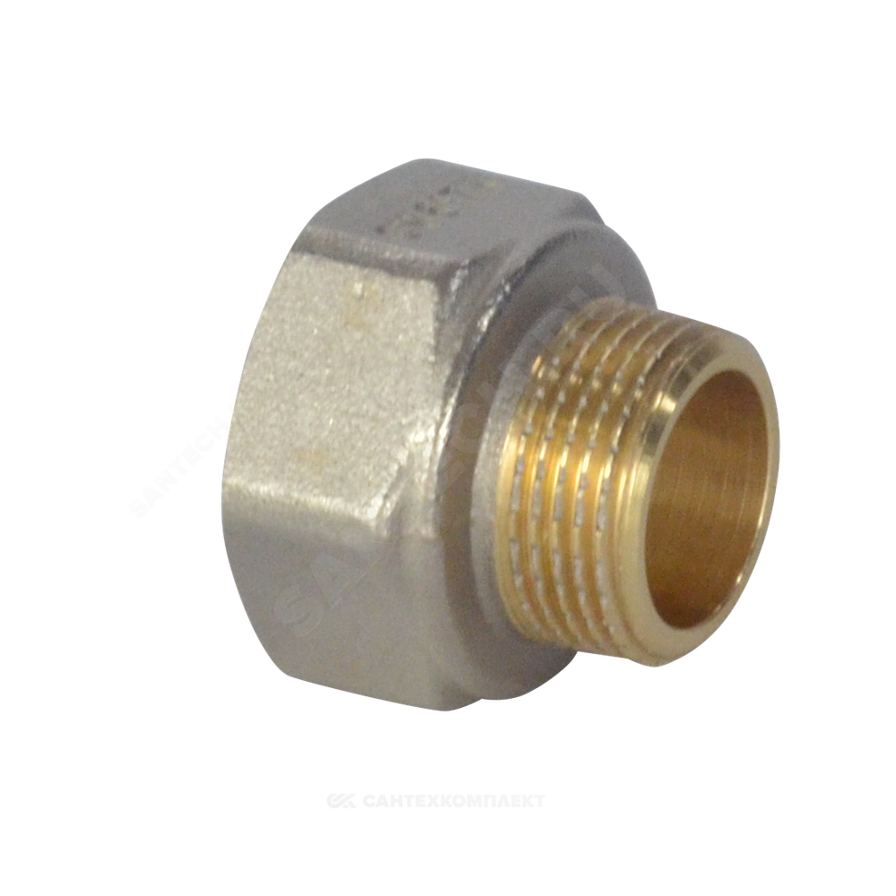 Переход латунь никель реборда Ду 40х20 (1 1/2"х3/4") ВР/НР 9021 ГОСТ 32585-2013 Aquasfera 9021-07