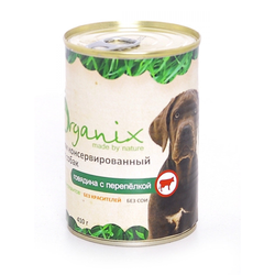 ORGANIX Консервы для собак Говядина с Перепелкой, 410гр