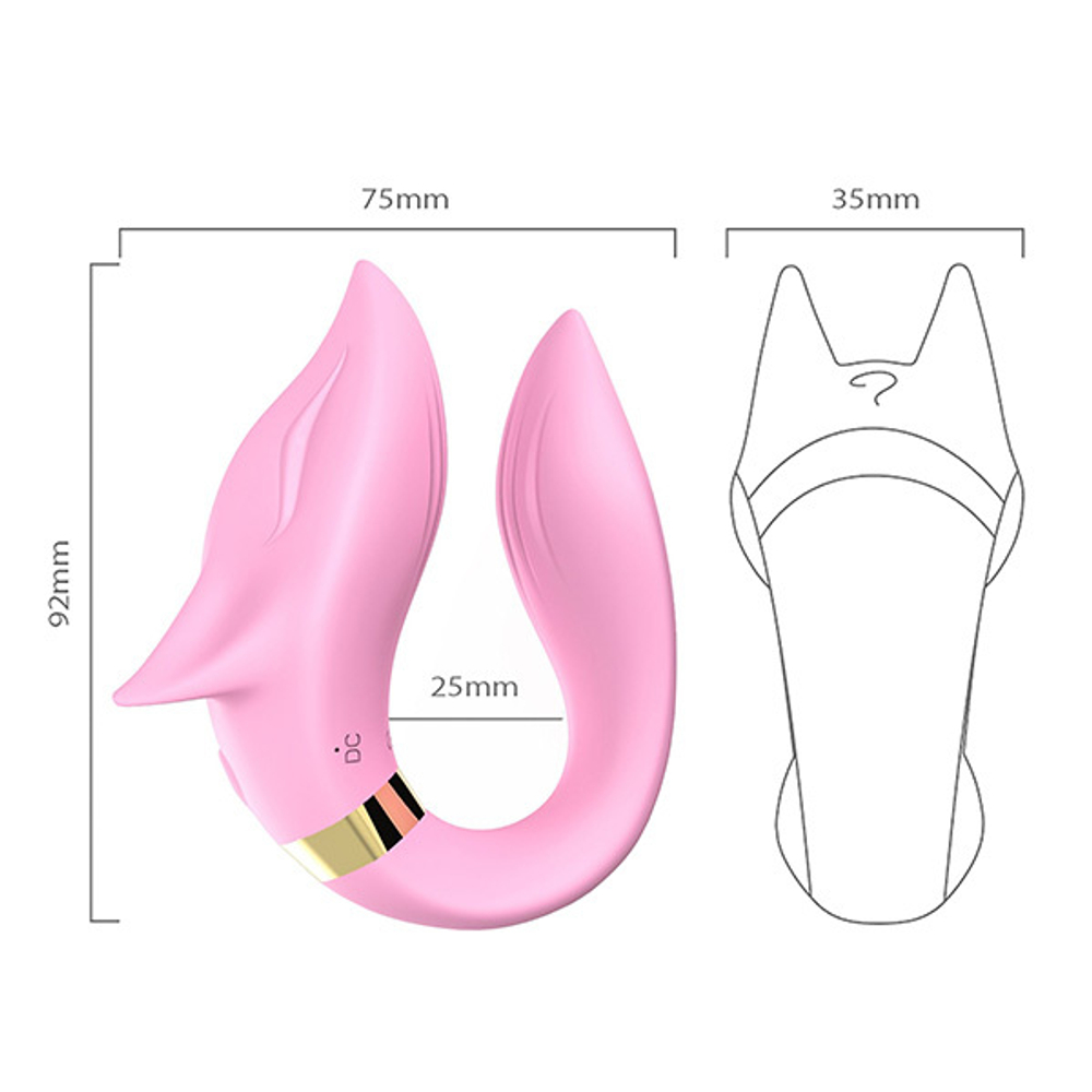 Розовый вибромассажер для пар с пультом ДУ Silicone Toys Fox Pink USK-GZ01