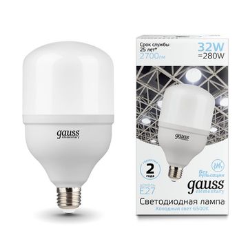 Светодиодная лампа Gauss Elementary LED T100 E27 32W 2700lm 180-240V 6500K 63233