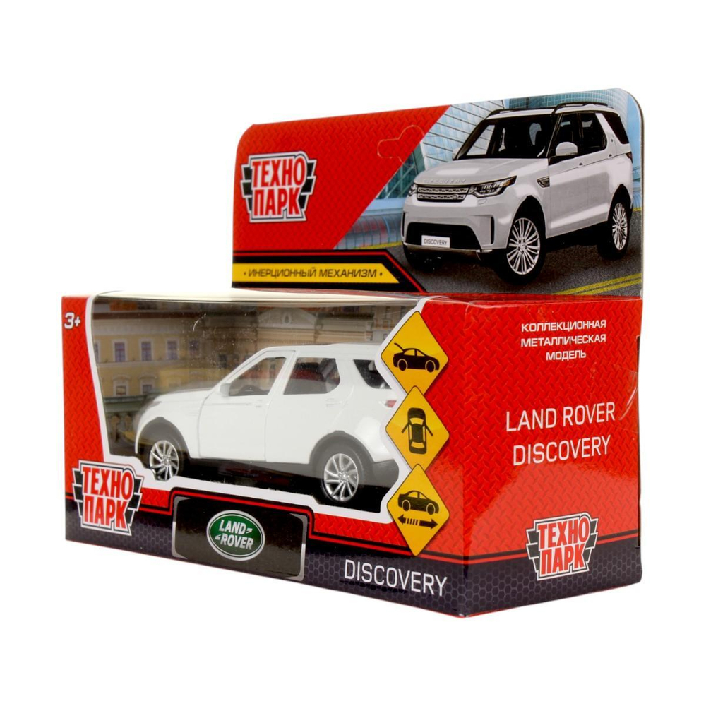Модель ин. мет. "Land Rover Discovery" 12см, двери, багаж, белый, коробка DISCOVERY-WT (Технопарк)