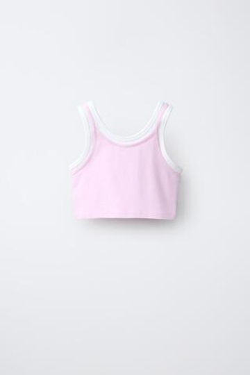 ZARA ДВУХСЛОЙНЫЙ ТОП КОНТРАСТНОГО ЦВЕТА, РОЗОВЫЙ