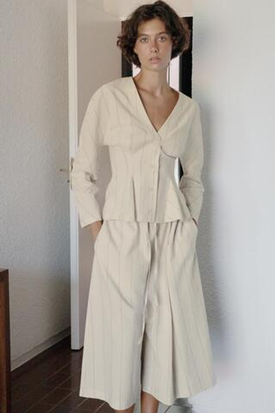 БРЮКИ-КЮЛОТЫ ИЗ СМЕСОВОГО ЛЬНА В ПОЛОСКУ — ZARA