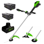 Триммер аккумуляторный Greenworks TB201H, Арт. 2112407U2B, 82V, 2,0 кВт, 46 см, c трехлопастным ножом и кусторезом, бесщеточный, с 2АКБ 5Ач и двойное ЗУ