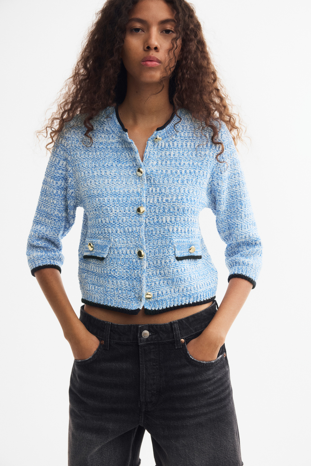 Текстурный трикотажный кардиган — рукава 3/4 - H&M