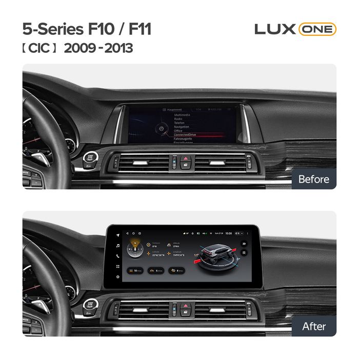 Магнитола для BMW 5-серия F10 2010-2012 CIC - Teyes LUX ONE монитор 12.3" на Android 10, Быстрая, CarPlay, 4G SIM-слот