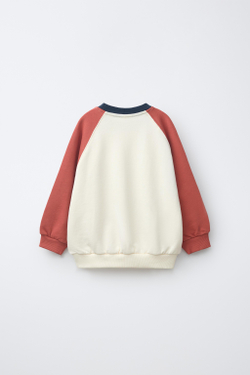ZARA ТОЛСТОВКА С РУКАВАМИ РЕГЛАН И ЛЕЙБЛОМ, ЭКРЮ