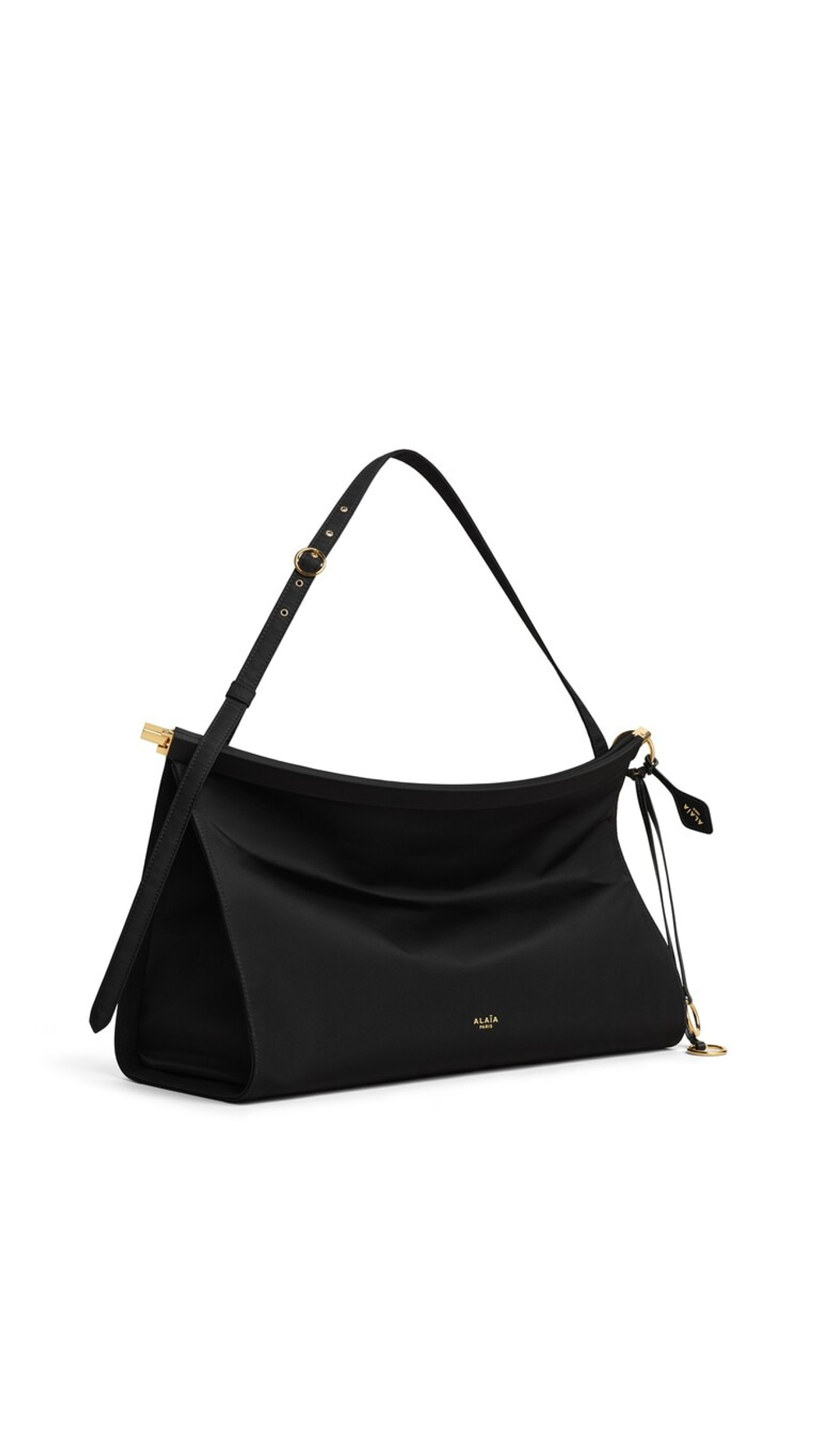 ALAÏA БОЛЬШАЯ СУМКА LE CLICK EAST WEST ИЗ НЕЙЛОНА, ЧЕРНЫЙ