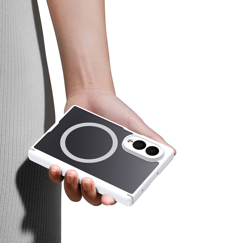 Чехол усиленный с белыми рамками и с MagSafe для Samsung Galaxy Z Fold 8, серия Expn Series Magnetic от Dux Ducis
