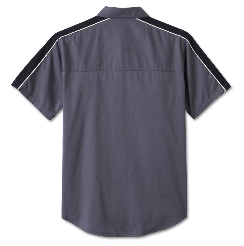 Рубашка Short Sleeve Shirt Stacked Bar & Shield Black/greyblue Harley-Davidson