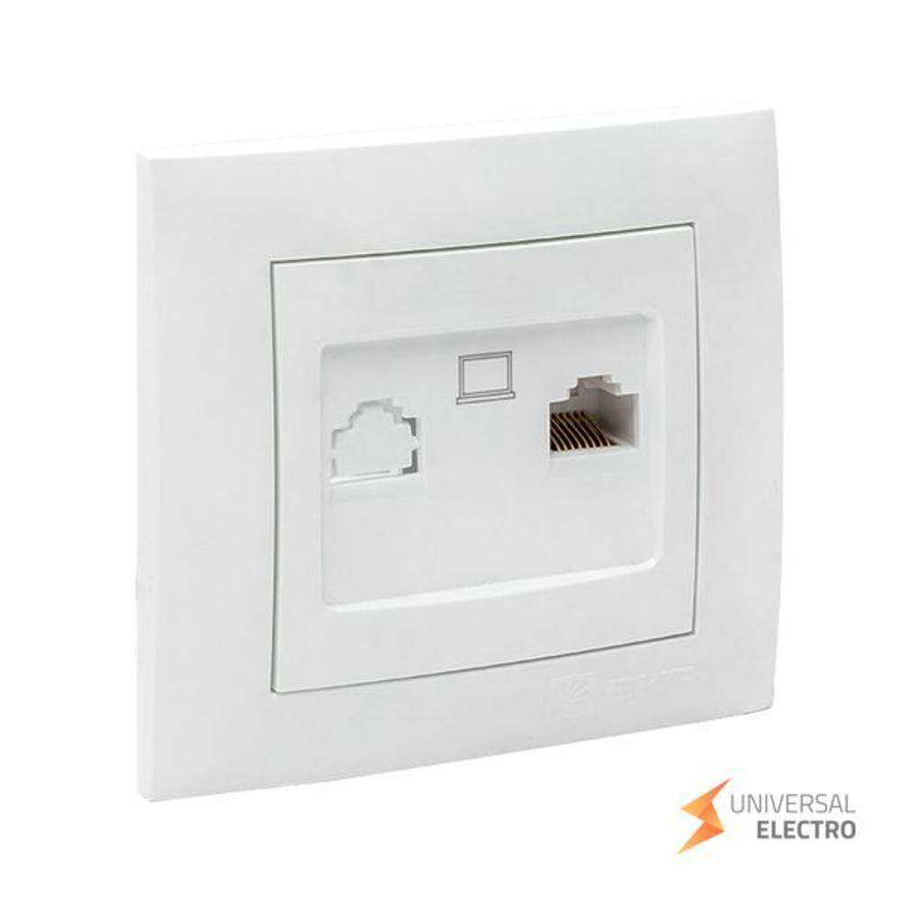 Валенсия розетка компьютерная RJ-45 1-местная белая EKF PROxima
