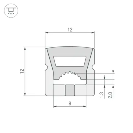 Силиконовый профиль WPH-FLEX-1212-TOP-S8-10m WHITE (Arlight, Силикон)