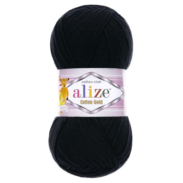 Пряжа Alize (Ализе) Cotton Gold / уп.5 мот. по 100 г, 330м, 060 черный A