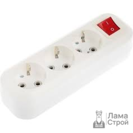 Колодка для удлинителя, 3 розетки, 16 А, с заземлением, IP20, белая