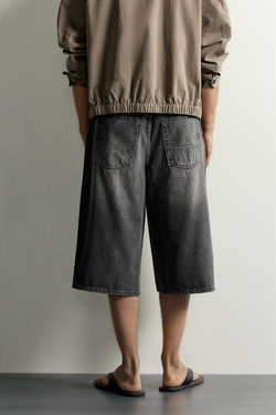 ZARA ДЖИНСОВЫЕ ШОРТЫ BAGGY FIT, СЕРЫЙ