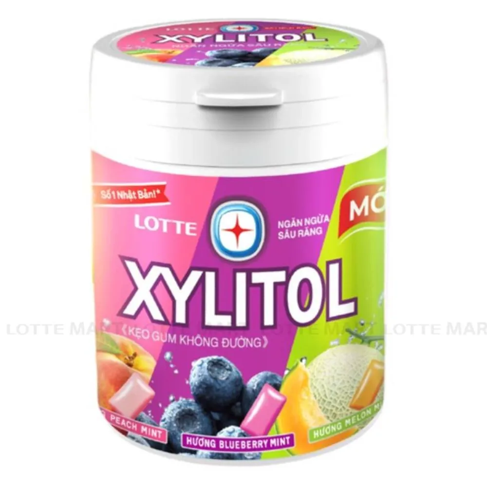 LOTTE Xylitol Фруктовое ассорти(персик/дыня/черника/мята) 130,5 гр