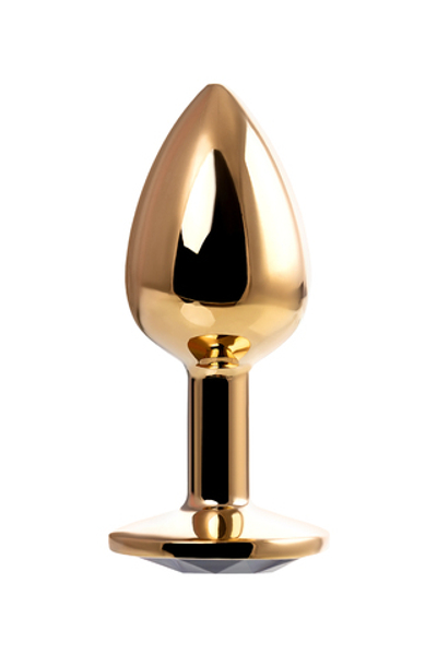 Анальная втулка с кристаллом Small Gold черный 7 см