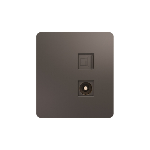 Розетка ROUND компьютерная RJ45 кат6 + TV с/у титан KRANZ