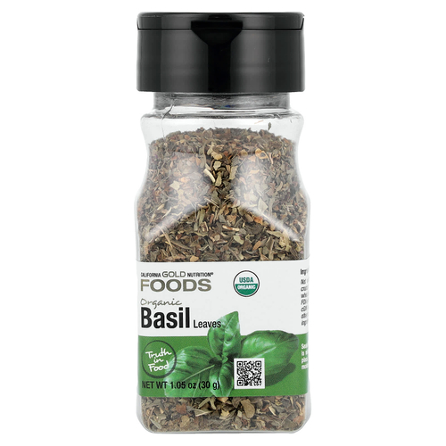 California Gold Nutrition, Foods, листья органического базилика, 23,2 г (0,82 унции)