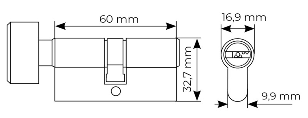Цилиндр MORELLI HS60CK PG кл/зав золото перф.кл.