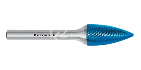 Борфреза твердосплавная Karnasch форма G, 3х6х3х38 мм, насечка HP-11 Micro, покрытие Blue-Tec, арт. 11.6085-010