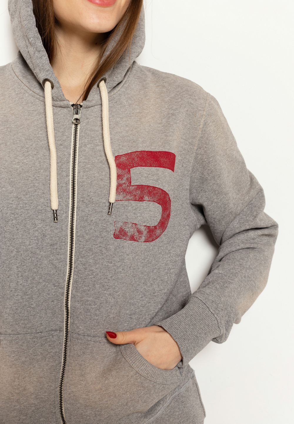 Худи на молнии Bowery NYC "Five" Spray Grey Melange