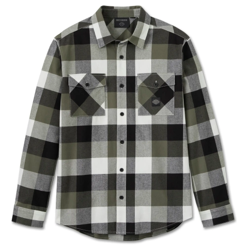 Рубашка Essence Long Sleeve Flannel Shirt Plaid Black & Green Harley-Davidson